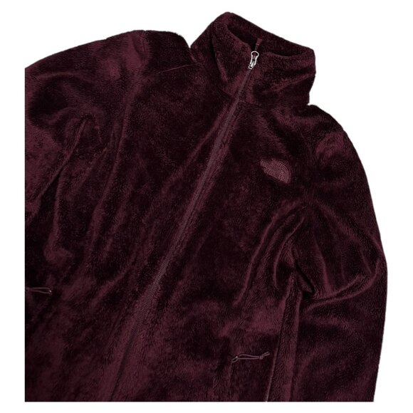 The North Face Burgundy Faux Fur FLEECE Outdoor Fall Spring Jacket Womens XS - Picture 5 of 6